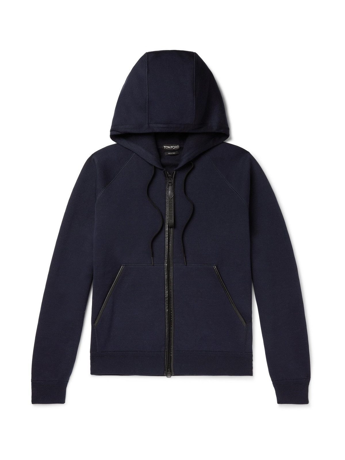 TOM FORD - Leather-Trimmed Double-Faced Cotton-Blend Jersey Zip-Up ...