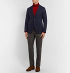 Altea - Navy Slim-Fit Unstructured Herringbone Virgin Wool Blazer - Men - Navy