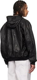 ALEXANDER DIGENOVA Black Leather Hooded Jacket