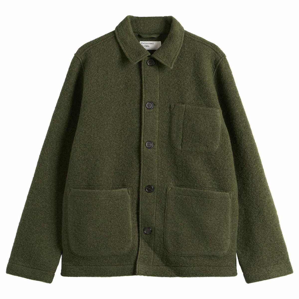 Universal Works Men's Wool Fleece Field Jacket in Olive