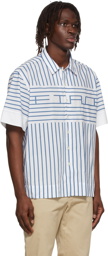 Etro White & Blue Camicia Short Sleeve Shirt