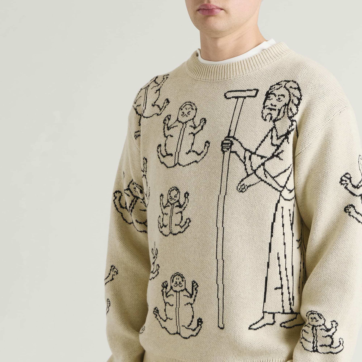 Heresy Men's Frogs! Knit Jumper in Fog