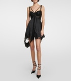 Versace - Lace-trimmed satin minidress