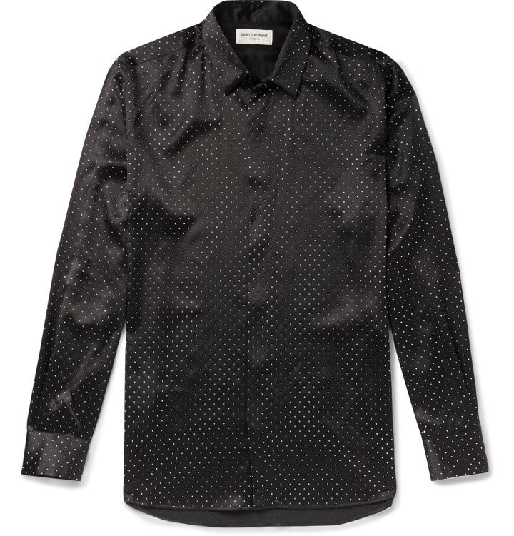 Photo: SAINT LAURENT - Studded Silk Shirt - Black
