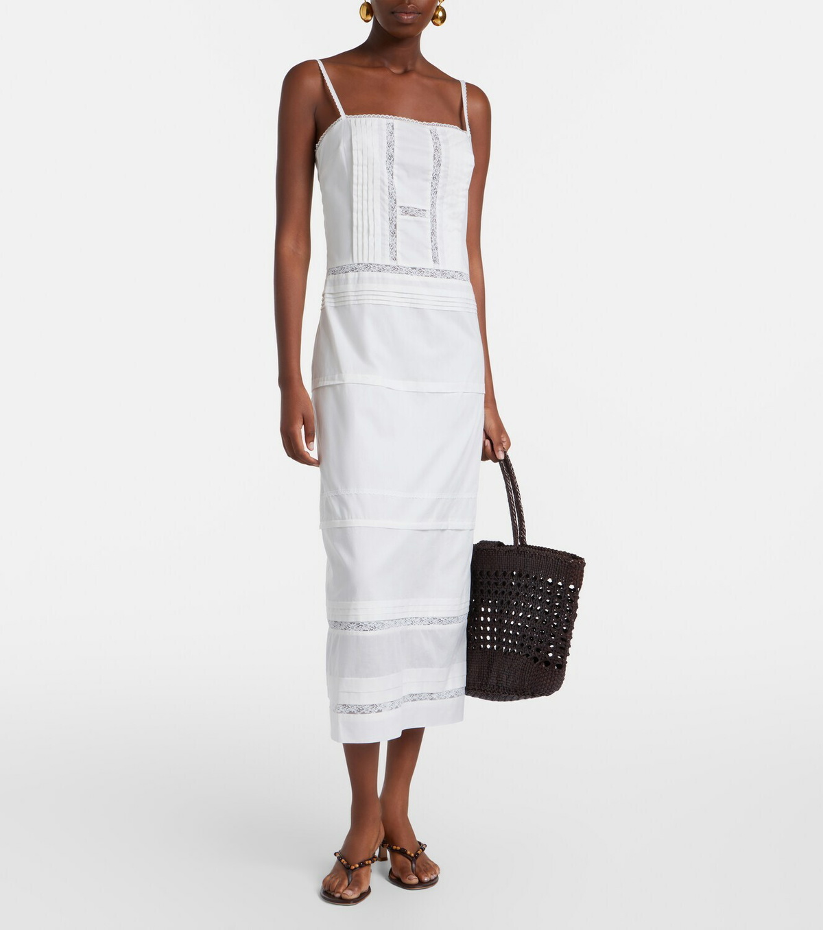 Staud Corinna embroidered cotton voile midi dress