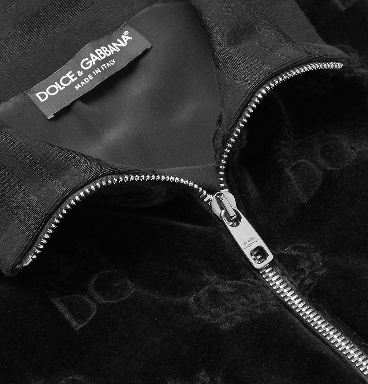 Dolce & Gabbana - Logo-Jacquard Cotton-Velour Track Jacket - Black