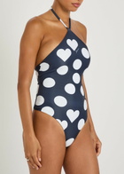 Jacquemus Le Maillot Bastide Polka dot Swimsuit Navy