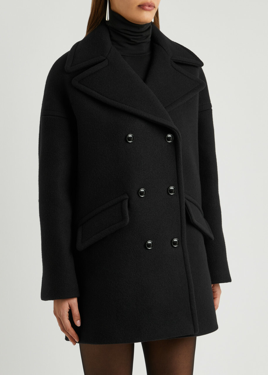 Alaïa Double-breasted Wool-blend pea Coat Black ALAÏA