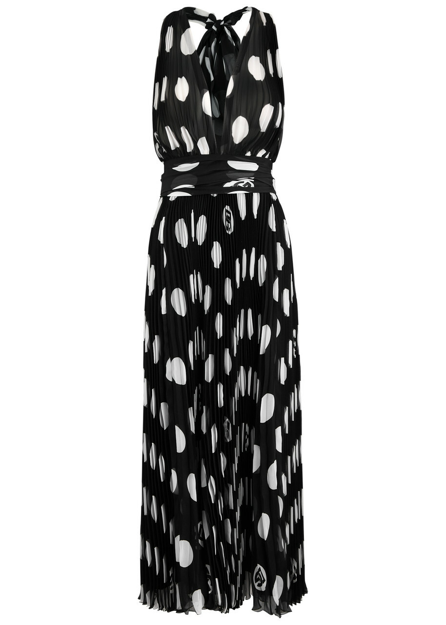 Dolce & Gabbana Polka-dot Plissé Silk-chiffon Midi Dress