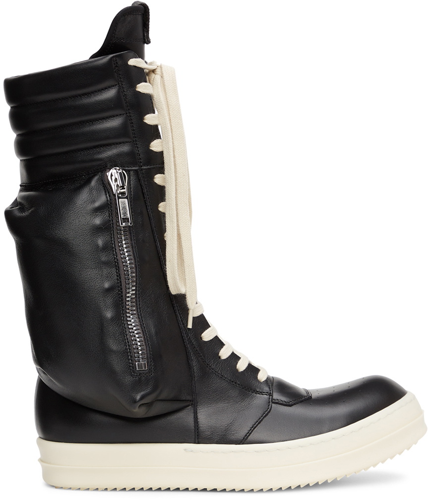 Rick Owens Black Cargo Basket High Sneakers