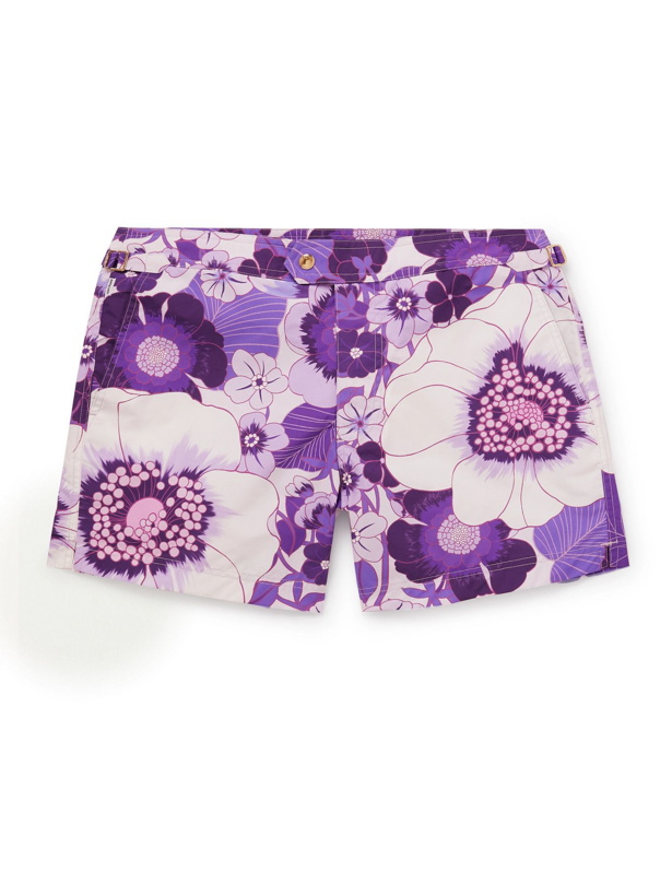 Photo: TOM FORD - Slim-Fit Short-Length Floral-Print Swim Shorts - Purple
