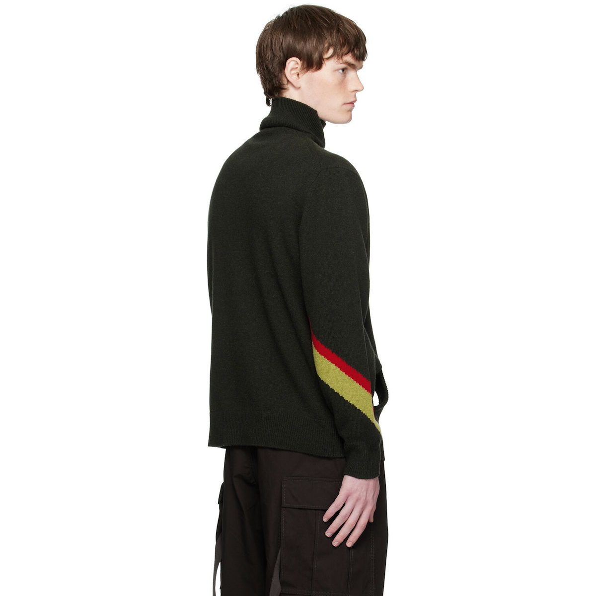 Toga Virilis Khaki Hole Knit Turtleneck