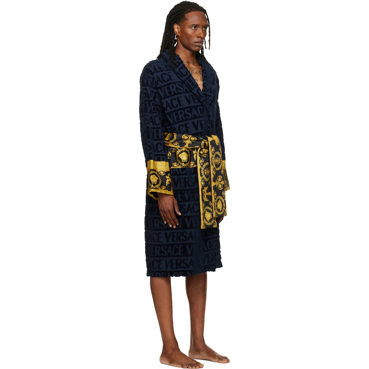 Versace Navy 'I Heart Baroque' Bathrobe