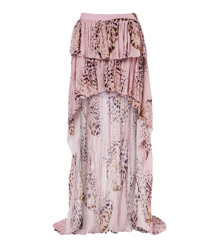 Photo: Blumarine Printed asymmetric georgette maxi skirt