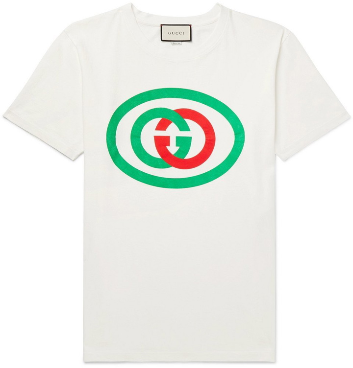 Photo: Gucci - Oversized Logo-Print Cotton-Jersey T-Shirt - Ivory