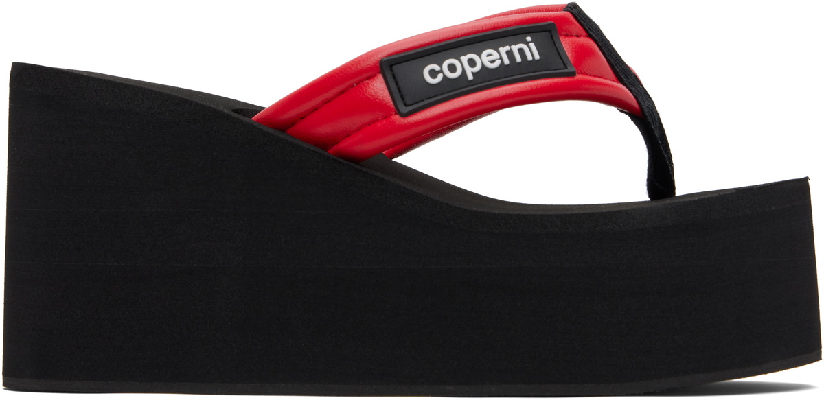 Coperni 90 Glittered Platform Wedge Sandals Silver Coperni