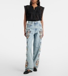 Marant Etoile Maella embroidered fringed straight jeans