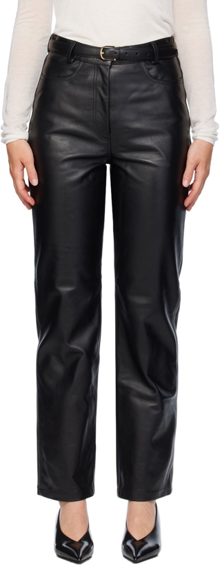 Photo: TOTEME Black Straight Leather Pants