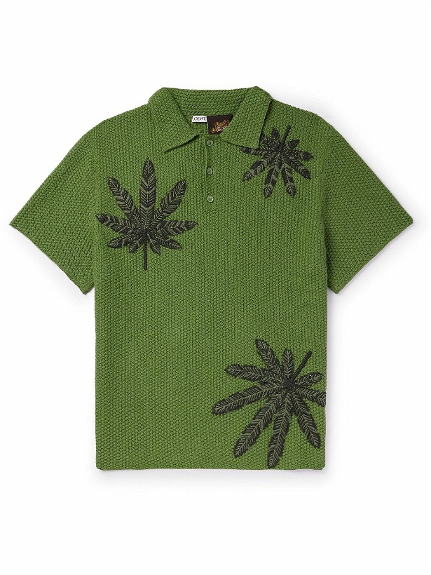 Photo: LOEWE - Paula's Ibiza Embroidered Crocheted Cotton Polo Shirt - Green