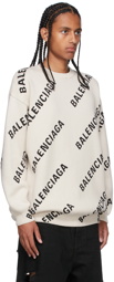 Balenciaga Off-White & Black All Over Logo Sweater