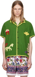 HARAGO Green Appliqué Playful Shirt