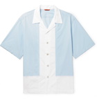Barena - Camp-Collar Panelled Cotton-Poplin Shirt - Men - Blue