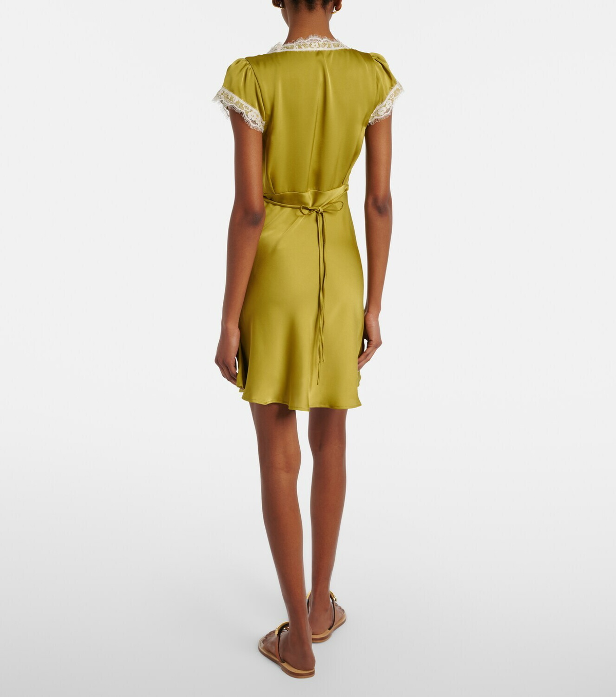 Faithfull Verena lace-trimmed satin minidress