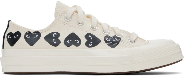Photo: COMME des GARÇONS PLAY Off-White Converse Edition Chuck 70 Multi Heart Low Top Sneakers