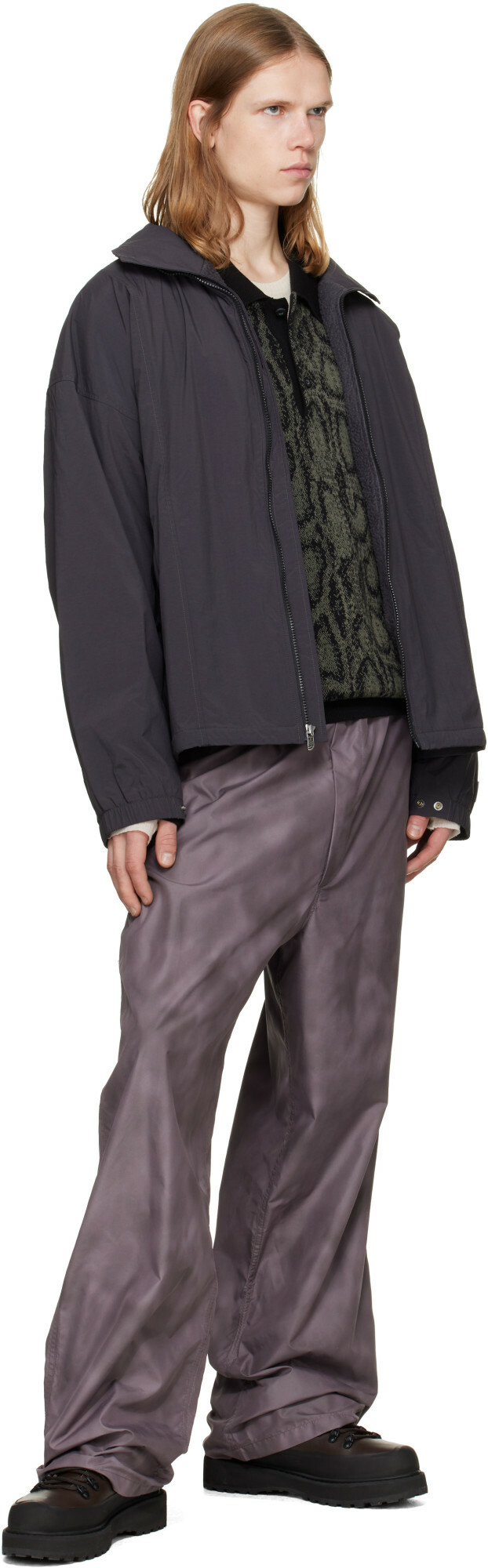 The North Face Gray TNF Red Box Nylon Fleece-Lined Jacket