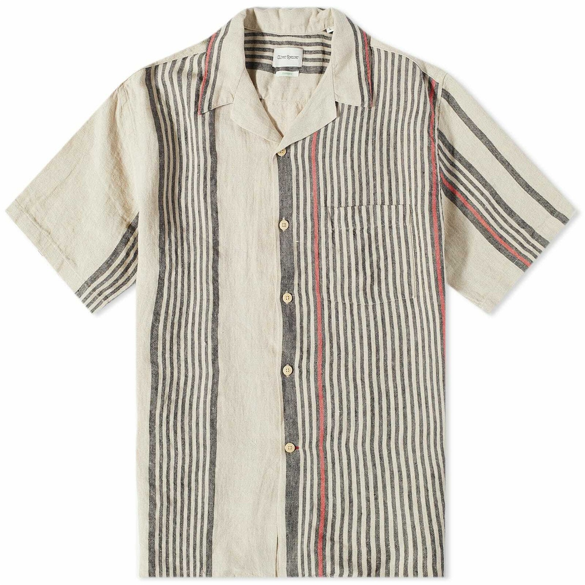 Oliver Spencer Men's Havana Short Sleeve Shirt in Beige Oliver Spencer