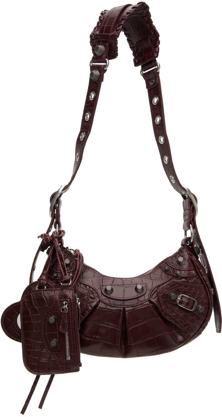 【関税&送料込】Balenciaga Cocco-Print Burgundy Calfskin Med Balenciaga Burgundy XS Croc 'Le Cagole' Bag Balenciaga