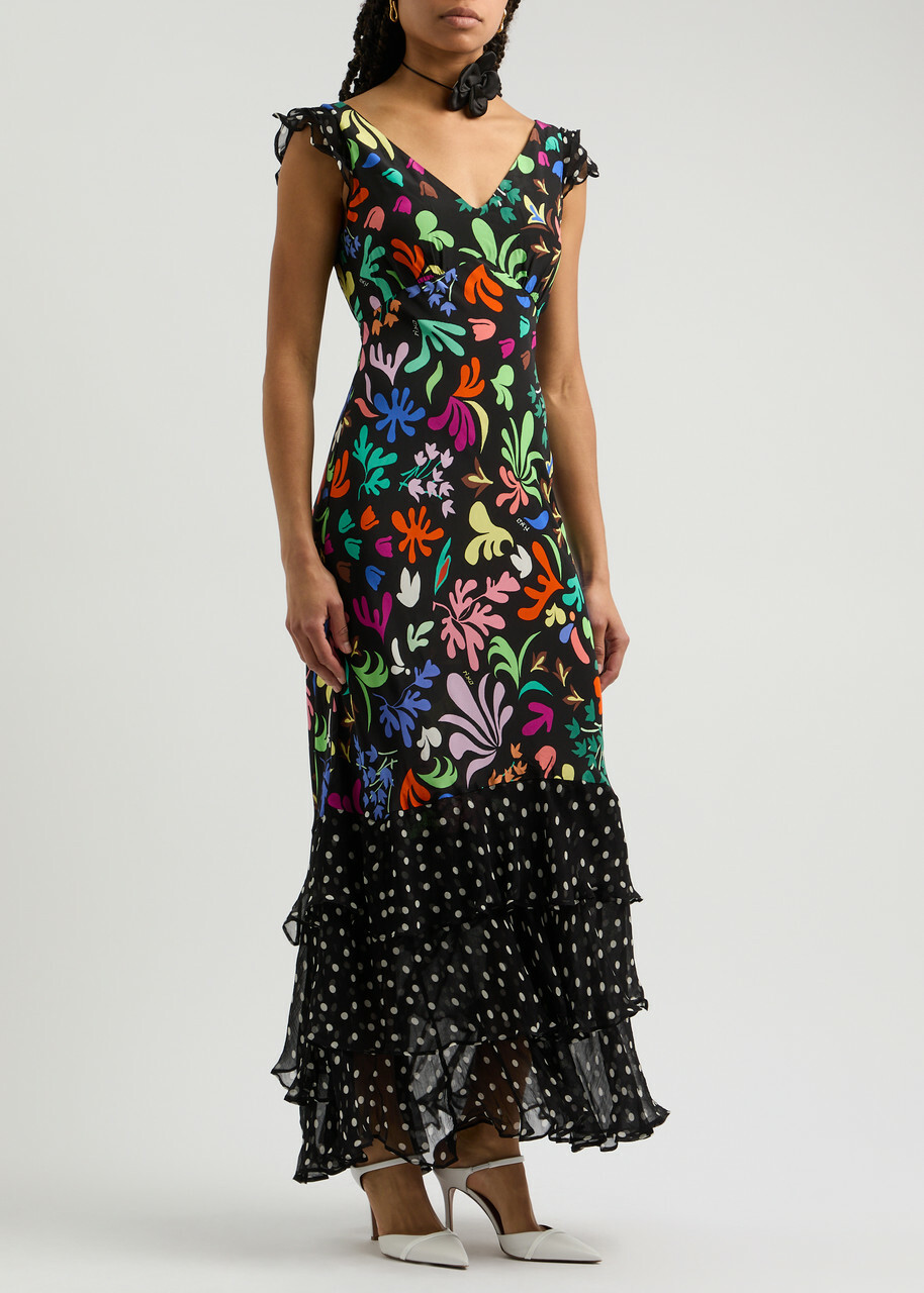 Rixo Ossy Printed Silk Maxi Dress Black Rixo Rixo Ossy Printed Silk Maxi Dress Black Rixo