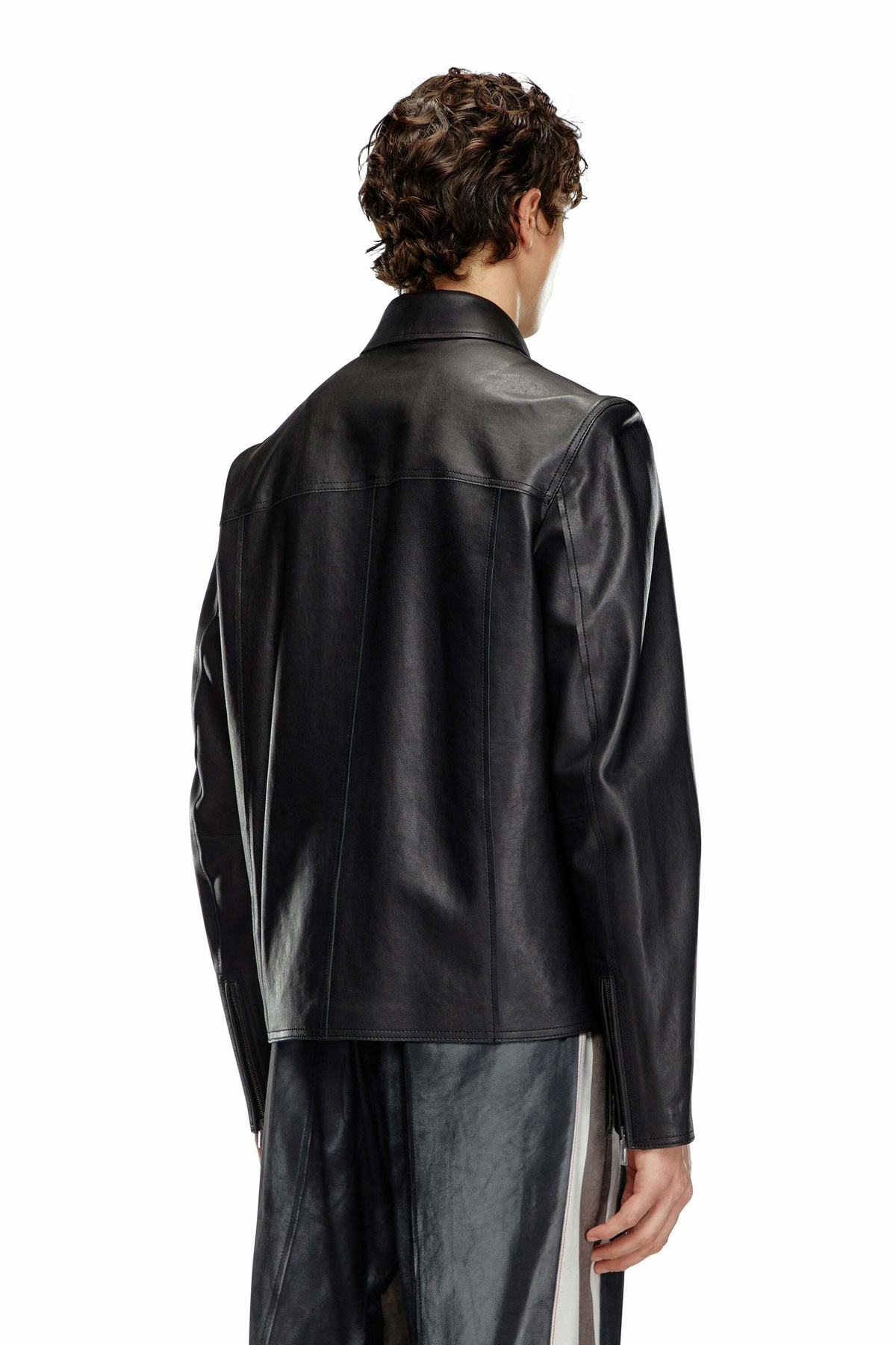 Diesel Leather jacket with embossed Oval D - Leather jackets Mens in Black