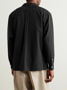 A.PRESSE - Convertible-Collar Silk and Cotton-Blend Shirt - Black