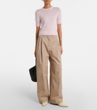 Jil Sander Pleated cotton wide-leg pants