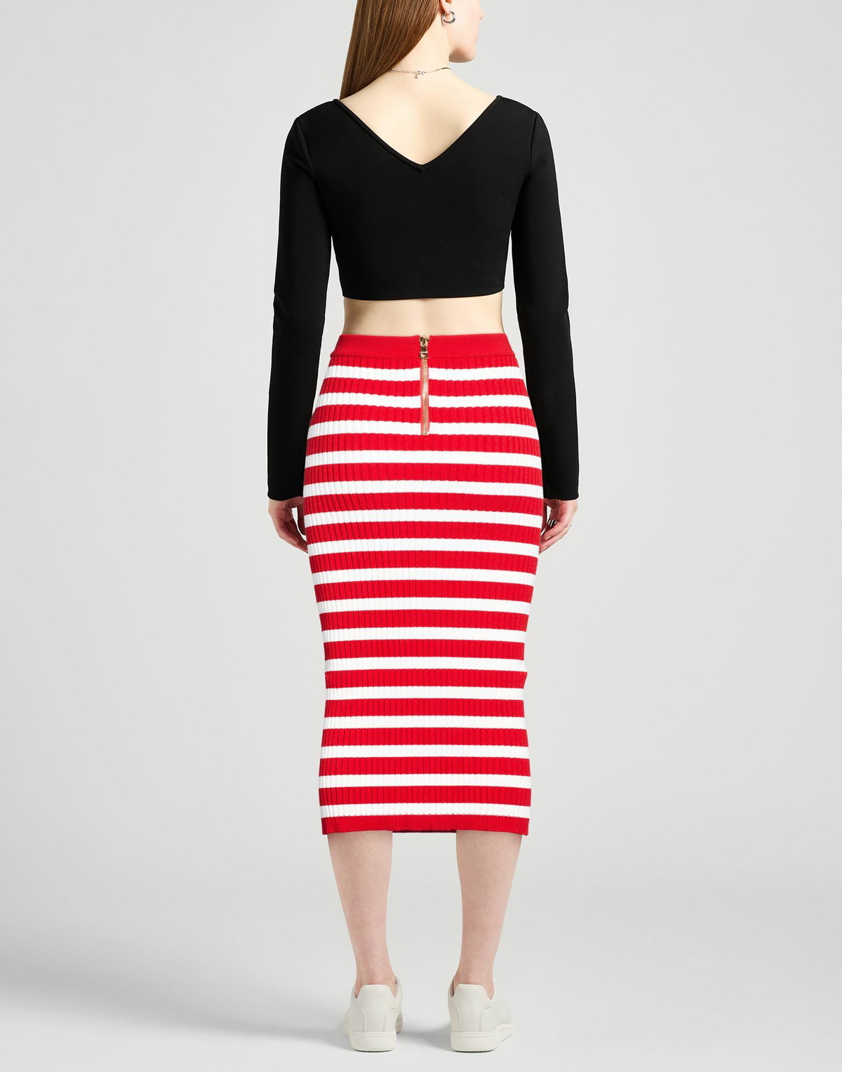 Balmain Womens Midi skirt in Red