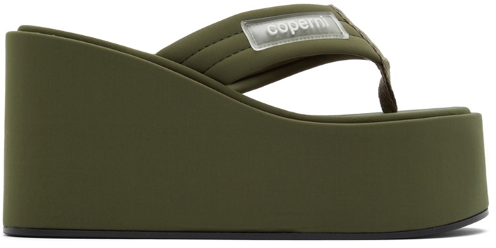 Photo: Coperni SSENSE Exclusive Khaki Branded Wedge Sandals