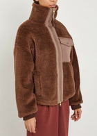 Varley Lowell Panelled Fleece Jacket Brown