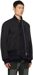 sacai Black Mix Faux-Suede Bomber Jacket