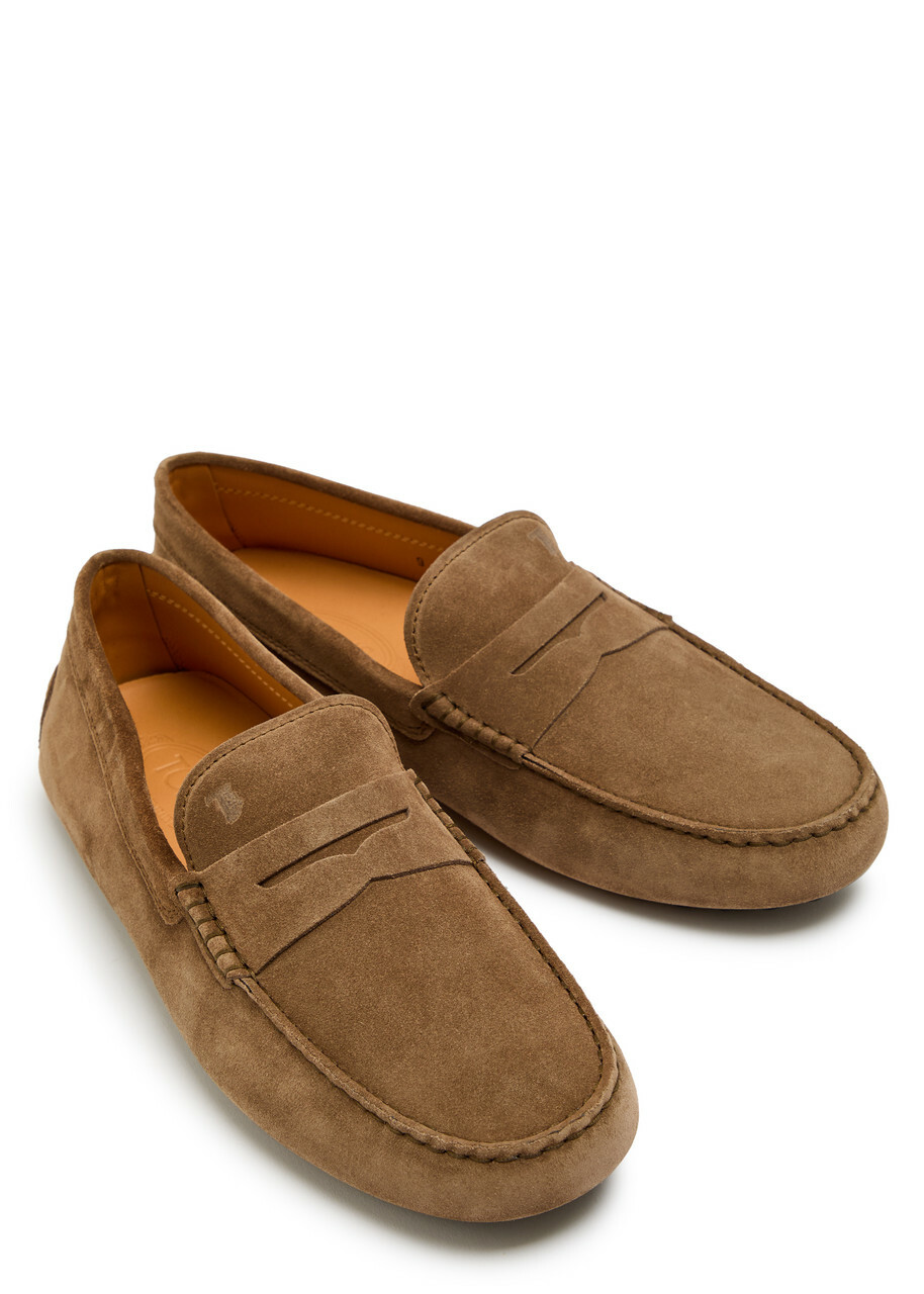 Tods Mocassino Suede Loafers Brown