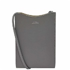 A.P.C. Men's Jamie Leather Neck Pouch in Clay Grey