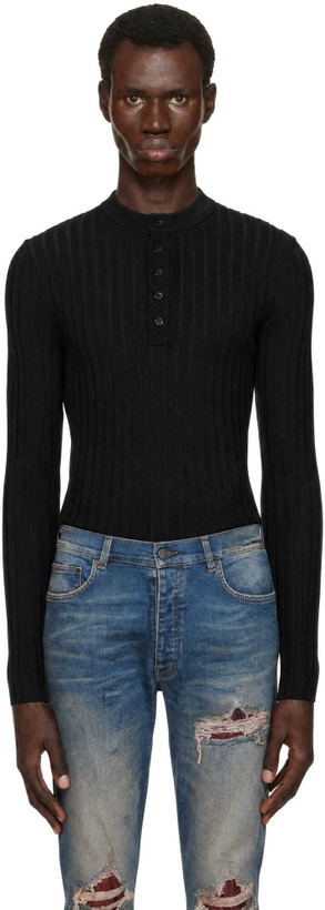 Photo: AMIRI Black 'AMIRI' Script Knit Henley