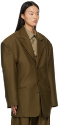 Hed Mayner Khaki Dropped Shoulder Single-Breasted Jacket