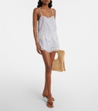 Frame Lace-trimmed striped silk camisole
