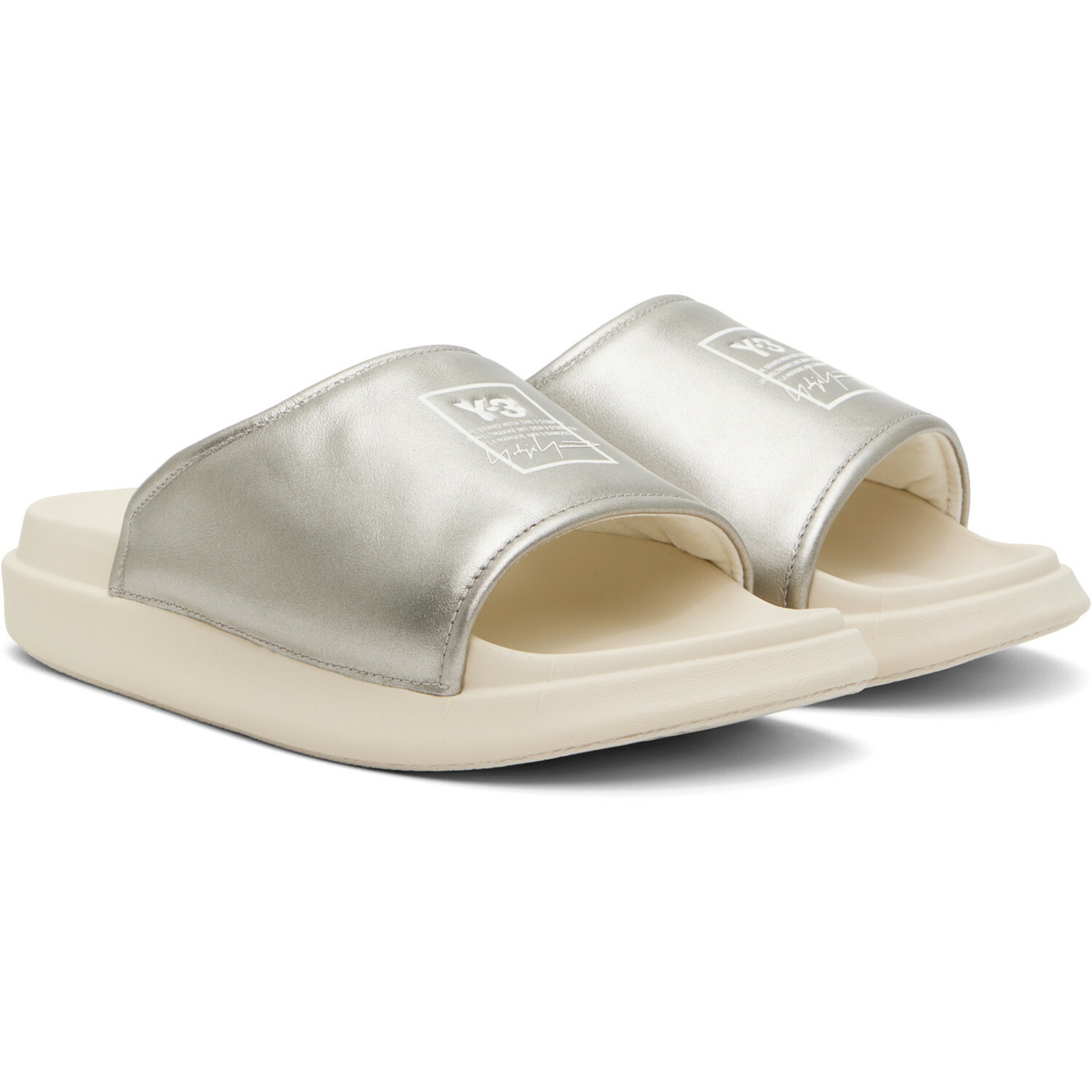 Y-3 Silver 'Y-3' Slides