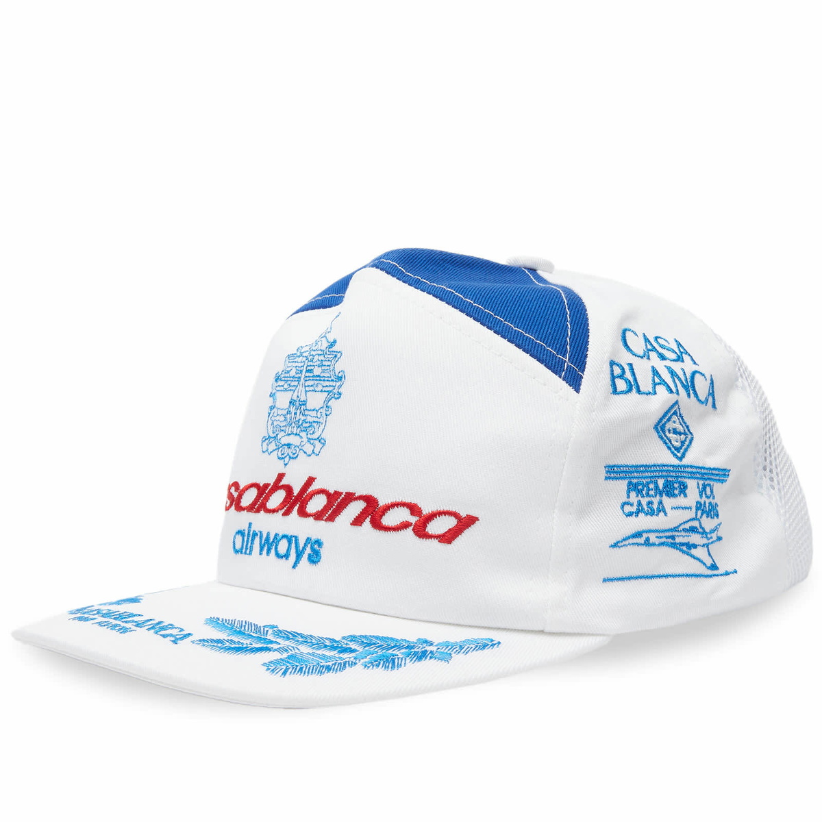 Casablanca Men's Airways Embroidered Cap in White Casablanca