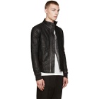 Rick Owens Black Intarsia Leather Jacket
