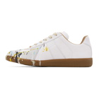 Maison Margiela White and Grey Paint Drop Replica Sneakers