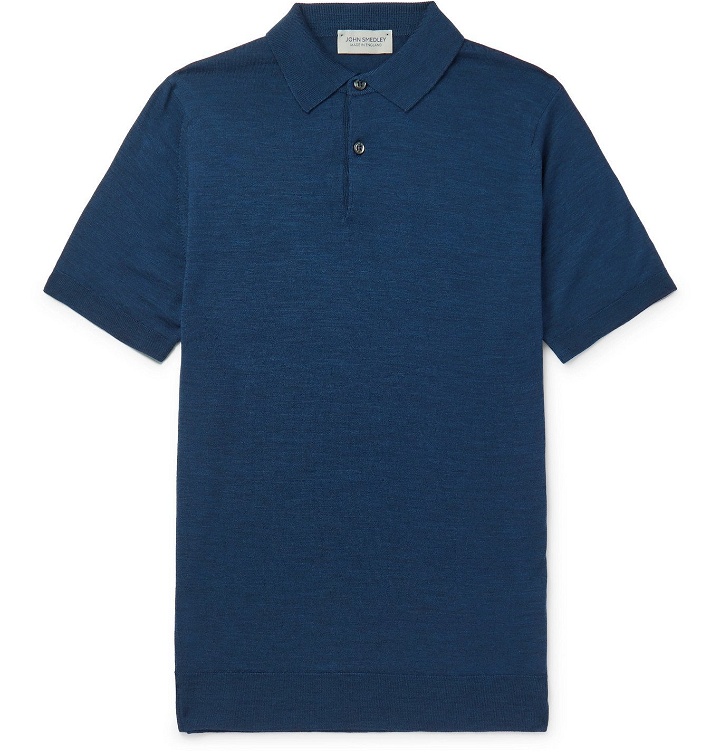 Photo: John Smedley - Payton Slim-Fit Wool Polo Shirt - Blue