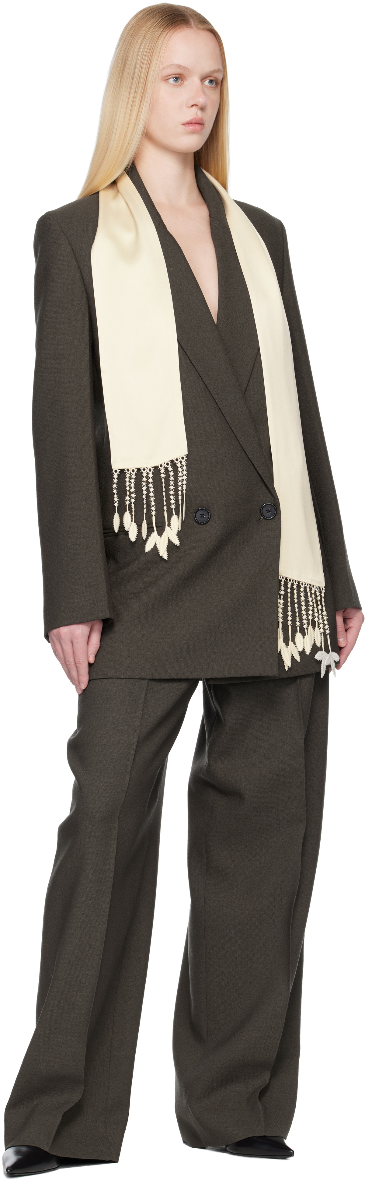 TOTEME Off-White Guipure Lace Tuxedo Scarf